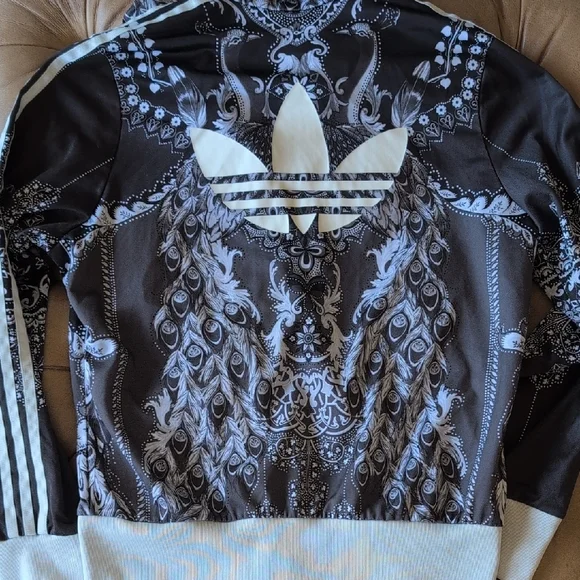 Adidas X Farm Rio Ornate Black and Gray Peacock Track Jacket - Picture 9 of 9